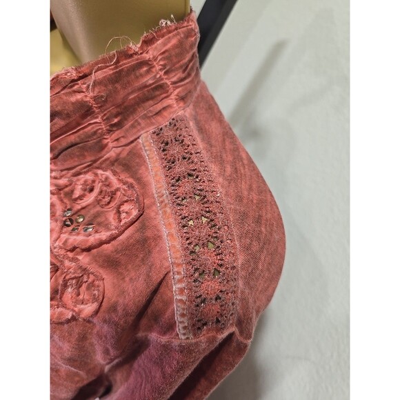 Reba Red Embroidered Beaded Western Shirt Womens Sz XL Pearl Snap Cowgirl Rodeo - Picture 3 of 9